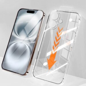 iPhone 16 Plus Case Clear TPU Phone Cover with Easy Installation High Aluminium-Silicon Glass Film