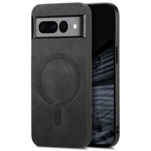 Google Pixel 7 Pro 5G Leather Back Case Compatible with MagSafe Skin-touch Phone Cover - Black