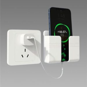 Wall Mounted Mobile Holder With Adhesive Strips & Charging Holder