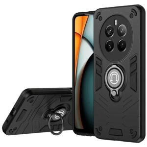 Realme 12 Pro 5G / 12 Pro+ 5G Case PC+TPU Phone Cover with Ring Kickstand - Black