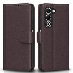 Oppo A5 5G Leather Finish | Inside TPU with Card Pockets | Wallet Stand and Shock Proof | Complete Protection Flip Case(Coffee)